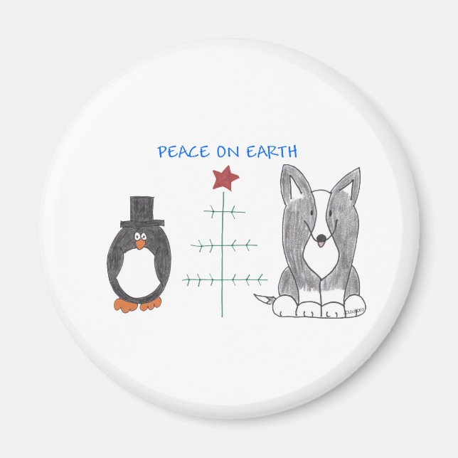 Cardigan Welsh Corgi Black Weltfrieden Magnet (Vorne)