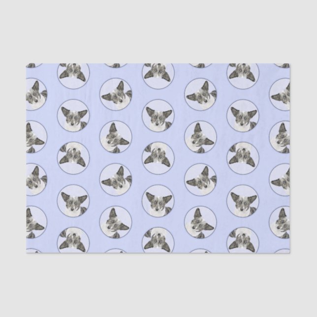 Cardigan Welsh Corgi Blue Merle Malerei Dog Art Seidenpapier (Vorderseite)