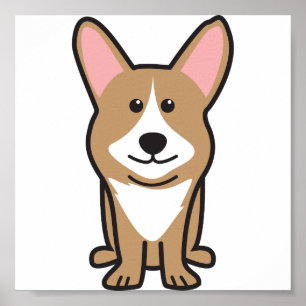 Cardigan Welsh Corgi Dog Cartoon Poster