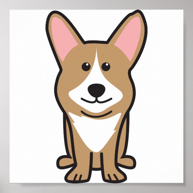 Cardigan Welsh Corgi Dog Cartoon Poster (Vorne)