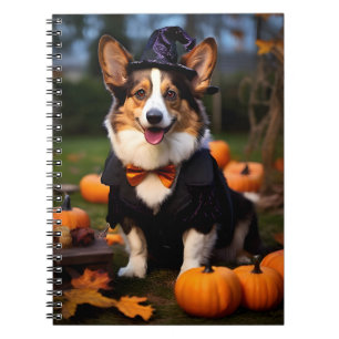 Cardigan Welsh Corgi Dog in Halloween-Party Notizblock