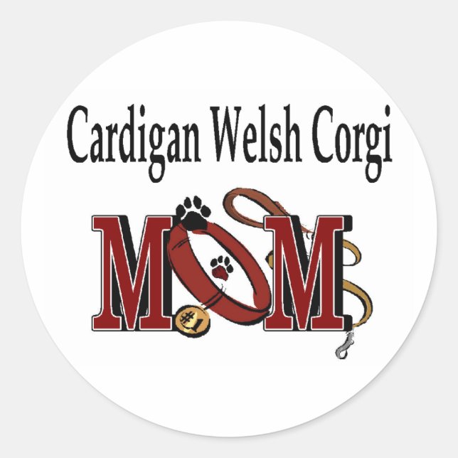 Cardigan Welsh Corgi Dog MAMA Runder Aufkleber (Vorderseite)