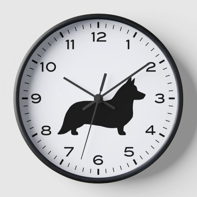 Cardigan Welsh Corgi Dog Silhouette Uhr (Vorderseite)