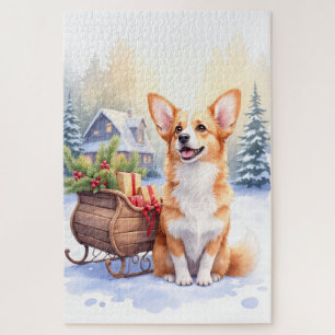Cardigan Welsh Corgi Festlicher Schlitten Weihnach Puzzle
