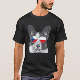 Cardigan Welsh Corgi Hund Tschechische Flagge Sonn T-Shirt