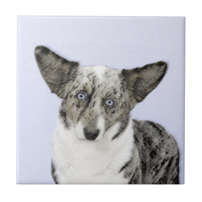 Cardigan Welsh Corgi Painting - Original Dog Art Fliese (Vorderseite)