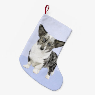 Cardigan Welsh Corgi Painting - Original Dog Art Kleiner Weihnachtsstrumpf