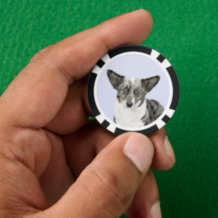 Cardigan Welsh Corgi Painting - Original Dog Art Pokerchips