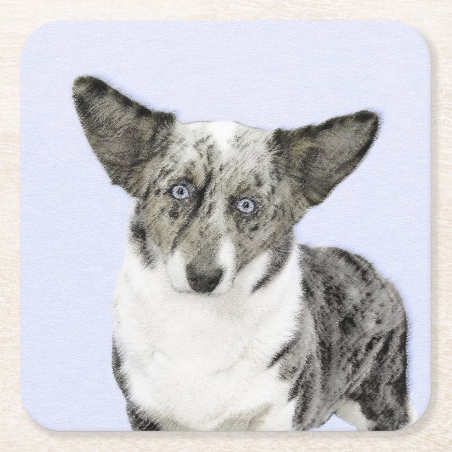 Cardigan Welsh Corgi Painting - Original Dog Art Rechteckiger Pappuntersetzer (Vorderseite)