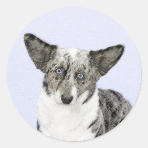 Cardigan Welsh Corgi Painting - Original Dog Art Runder Aufkleber