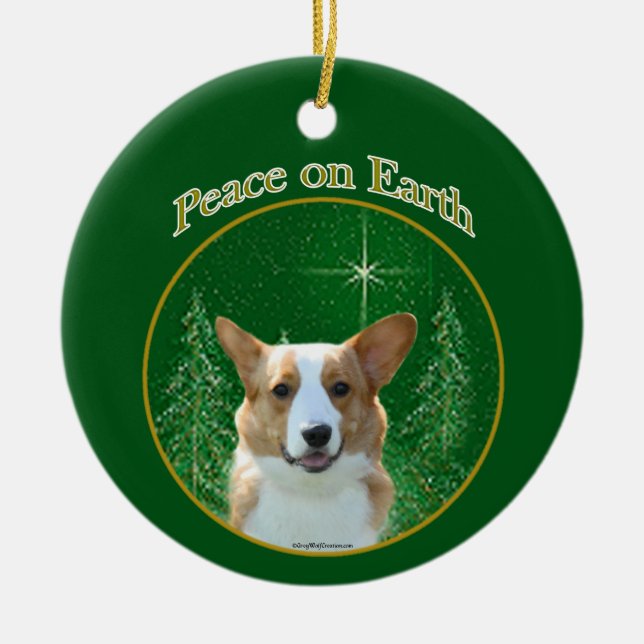 Cardigan Welsh Corgi Peace Keramik Ornament (Vorne)