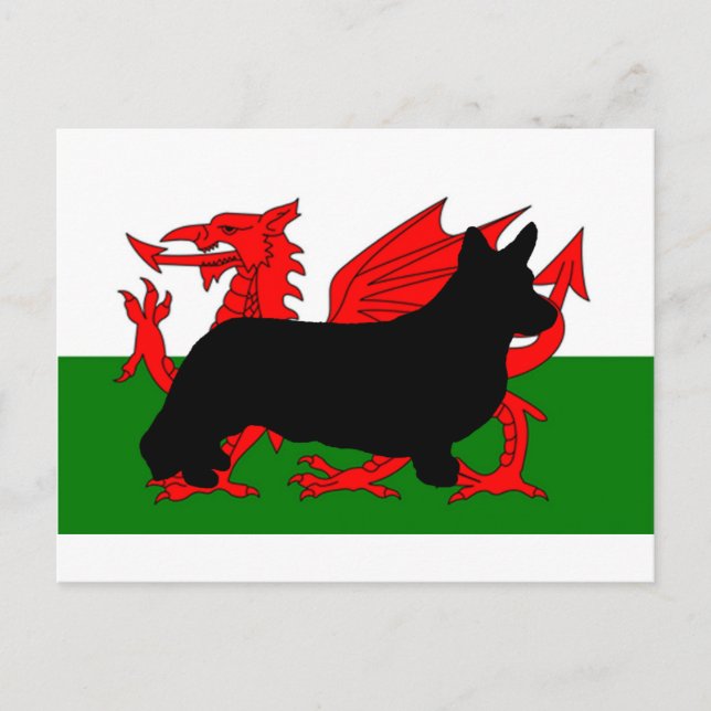 cardigan welsh corgi Silhouette flagge Postkarte (Vorderseite)
