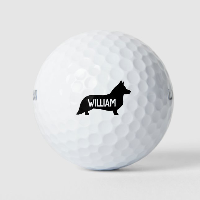 Cardigan Welsh Corgi Silhouette Golfball (Vorderseite)