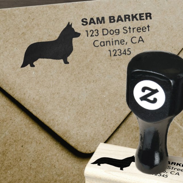 Cardigan Welsh Corgi Silhouette Rücksendeadresse Gummistempel (Von Creator hochgeladen)