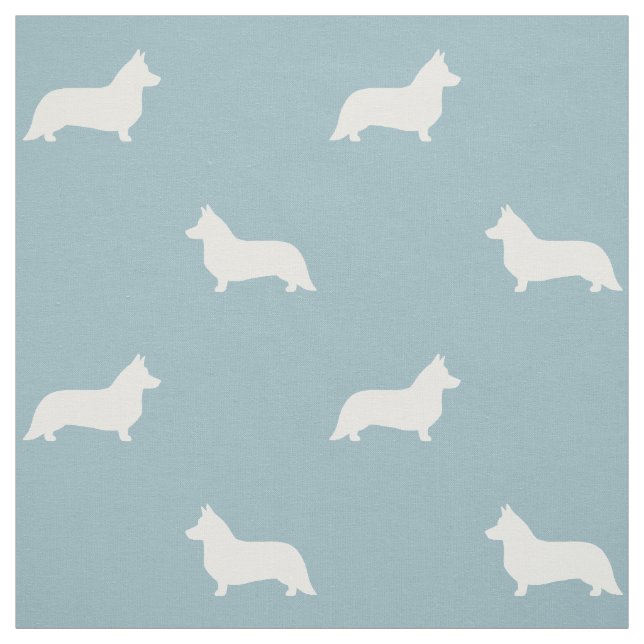 Cardigan Welsh Corgi Silhouetten Pattern Blue Stoff (Muster)