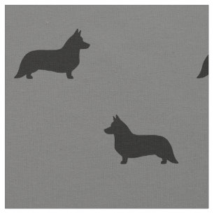 Cardigan Welsh Corgi Silhouetten Pattern Gray Stoff
