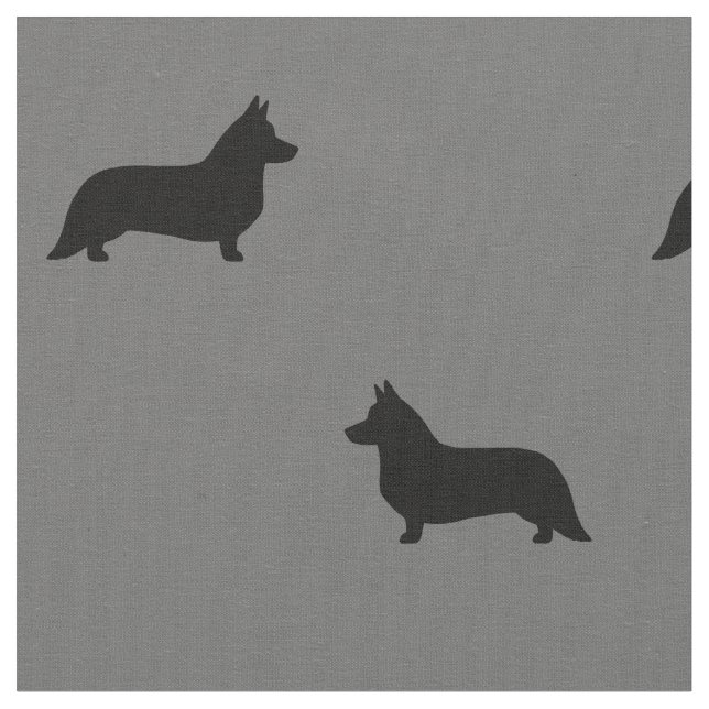 Cardigan Welsh Corgi Silhouetten Pattern Gray Stoff (Nahaufnahme)