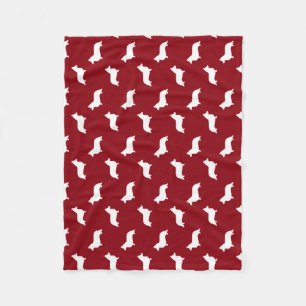 Cardigan Welsh Corgi Silhouetten Rot und Weiß Fleecedecke