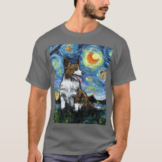 Cardigan Welsh Corgi Starry Night Dog Art von Aja T-Shirt