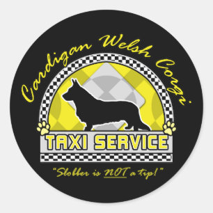 Cardigan Welsh Corgi Taxi Service Runder Aufkleber