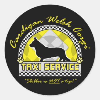 Cardigan Welsh Corgi Taxi Service Runder Aufkleber