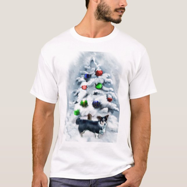 Cardigan Welsh Corgi Weihnachten T-Shirt (Vorderseite)
