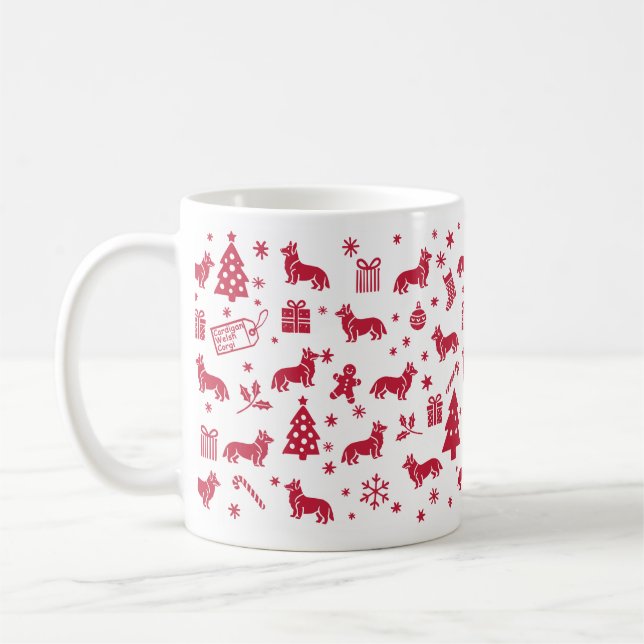 Cardigan Welsh Corgi Weihnachtsdesign Kaffeetasse (Links)