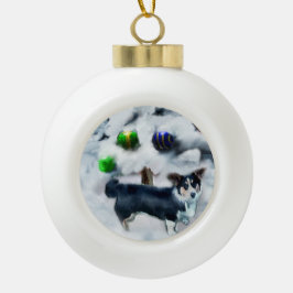 Cardigan Welsh Corgi Weihnachtsgeschenke Keramik Kugel-Ornament