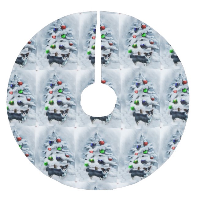 Cardigan Welsh Corgi Weihnachtsgeschenke Polyester Weihnachtsbaumdecke (Vorderseite)