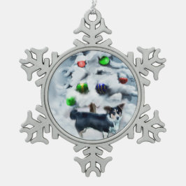 Cardigan Welsh Corgi Weihnachtsgeschenke Schneeflocken Zinn-Ornament