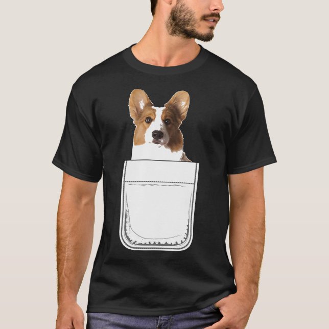 Cardigan Welsh Corgi Welppy in Ihrem Pocket T-Shirt (Vorderseite)