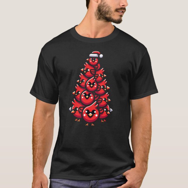 Cardinal Birds Christmas Tree Funny Cardinal Birds T-Shirt (Vorderseite)