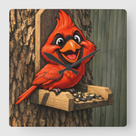 Cardinal Caricature Quadratische Wanduhr