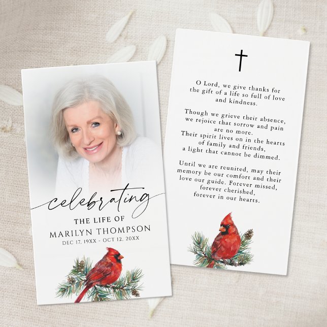 Cardinal Celebration of Life Cross Prayer Card (Von Creator hochgeladen)