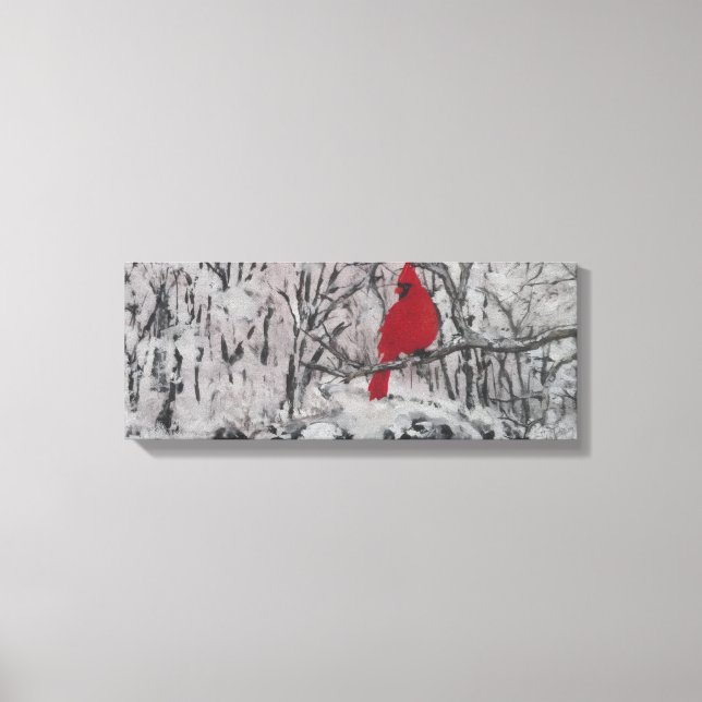 Cardinal in Snow Leinwanddruck (Vorderseite)