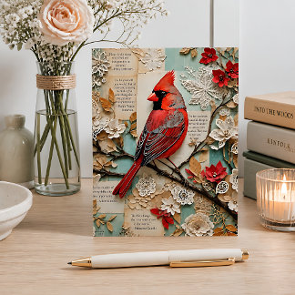 Cardinal Mixed Media Postkarte
