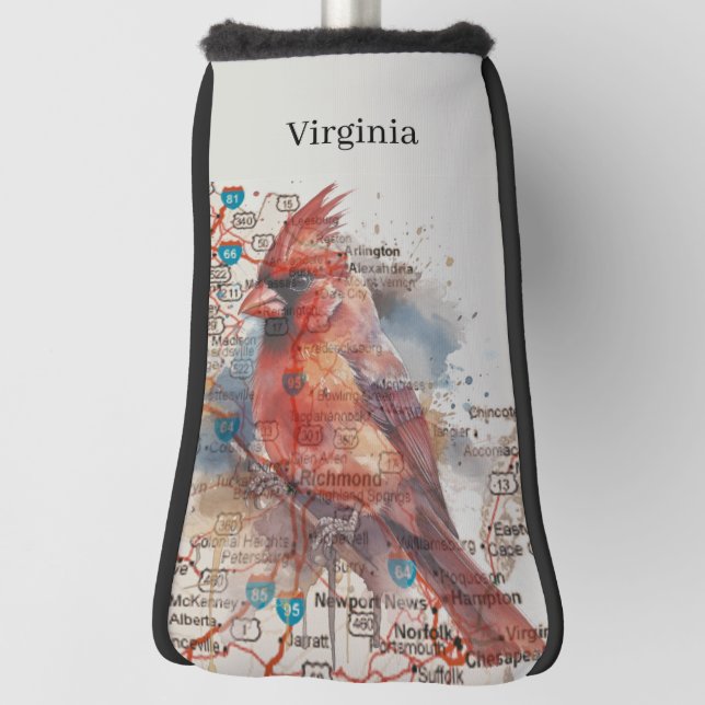 Cardinal on Virginia Road Map Golf Headcover (Rotieren 90)