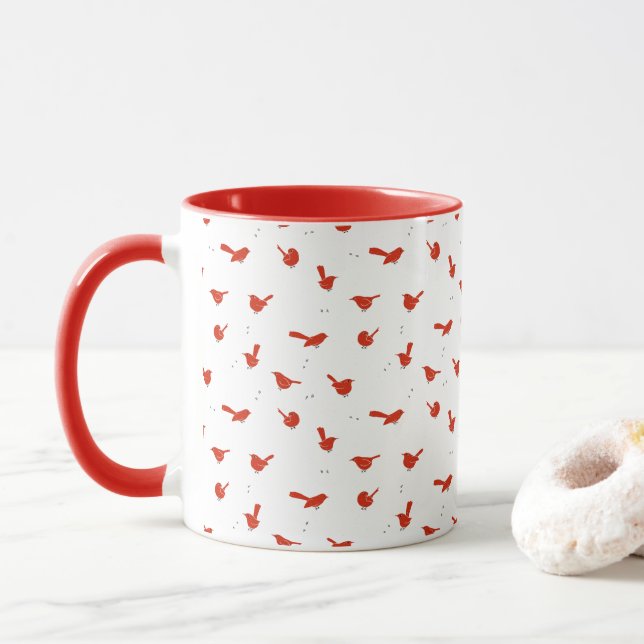 Cardinal Red Bird Coffee Mug Tasse (Mit Donut)