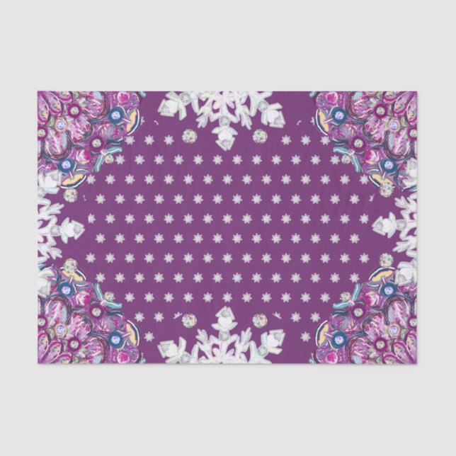 Cardinal red rosace & snowflake seidenpapier (Vorderseite)