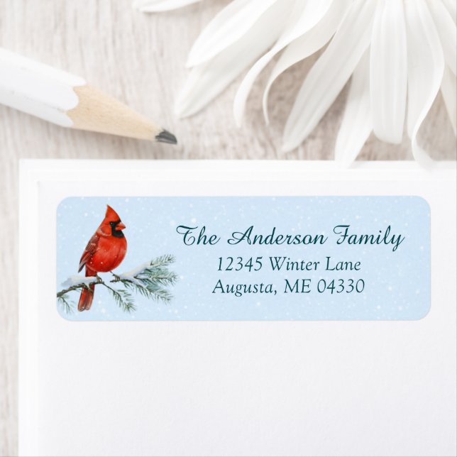 Cardinal Sympathy Holiday Return Address Label  (Insitu)