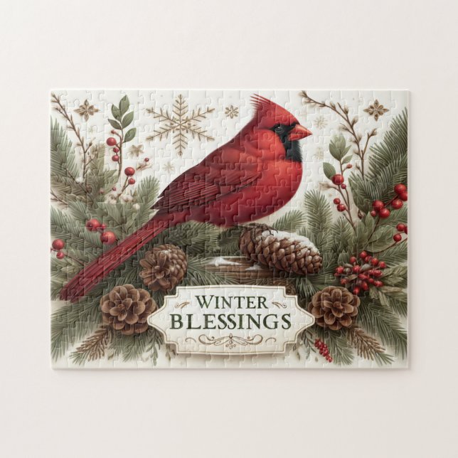 Cardinal Winter Blessings Puzzle (Horizontal)