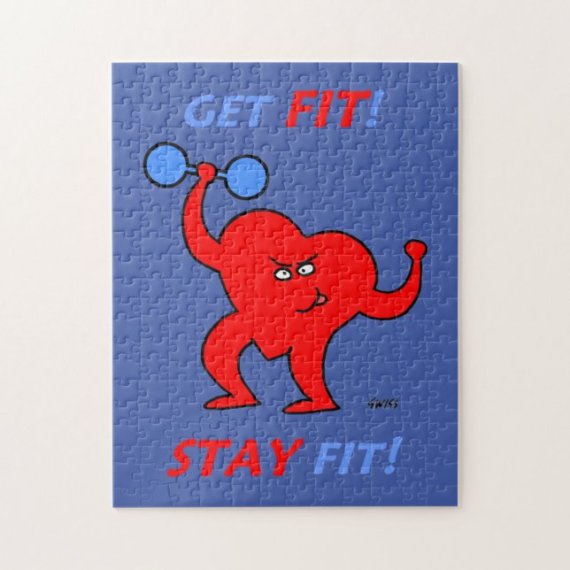 Cardio Fitness Cartoon Herz-Trainer Puzzle (Vertikal)