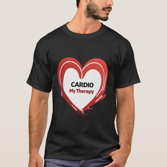 Cardio My Therapy | Bold Red Heart Fitness T-Shirt (Vorderseite)