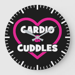 Cardio und Cuddles - Funny Novelty Gym Workout Große Wanduhr
