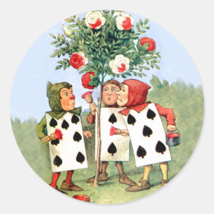 Cardmen Paint the Queen Rose in Wonderland Runder Aufkleber