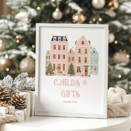 Cards And Gifts Christmas village Winter Poster