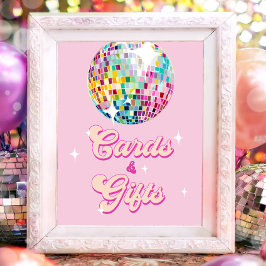 Cards and Gifts Disco Ball Retro Groovy Birthday Poster