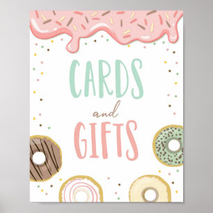 Cards and Gifts Pink Girl Donut Birthday Sign Poster