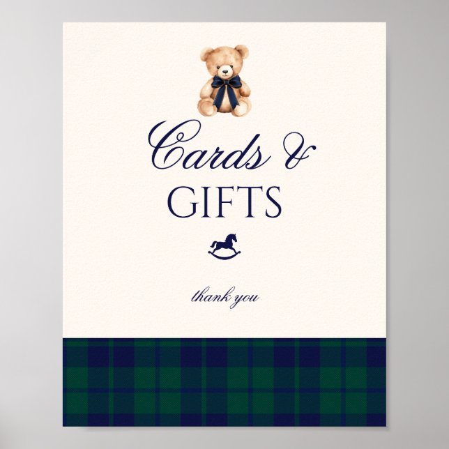 Cards and gifts Preppy Teddy Bear Plaid Poster (Vorne)
