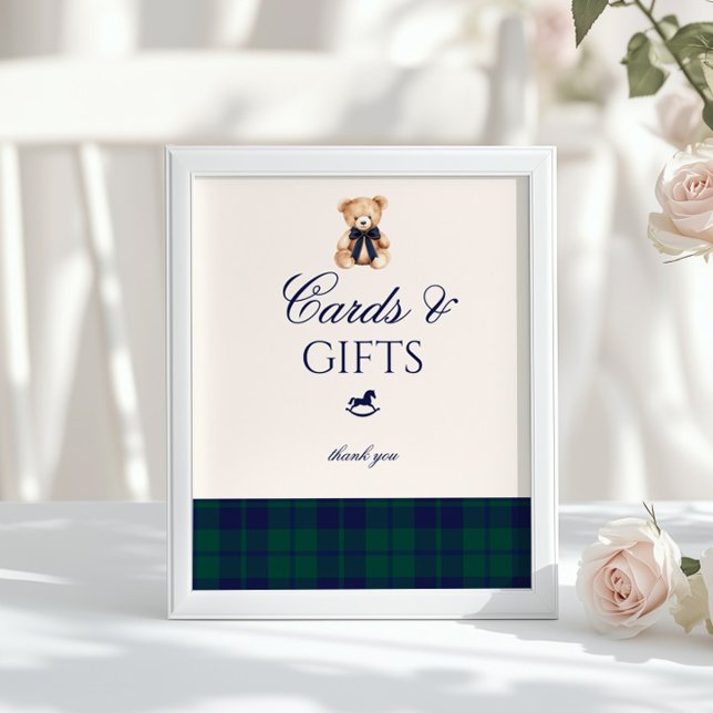 Cards and gifts Preppy Teddy Bear Plaid Poster (Von Creator hochgeladen)
